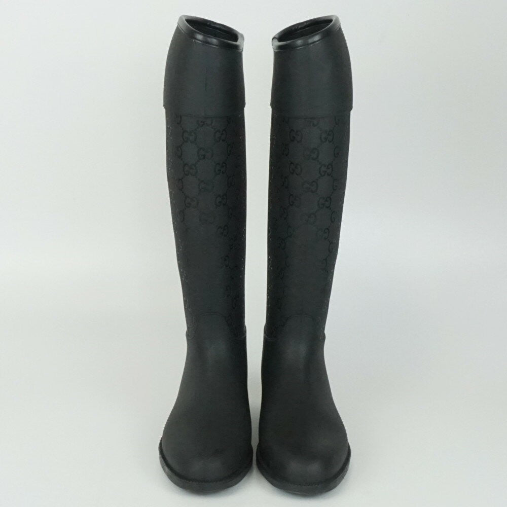 GUCCI Rain Boots Shoes GG EU 36 US 6 Black Authentic