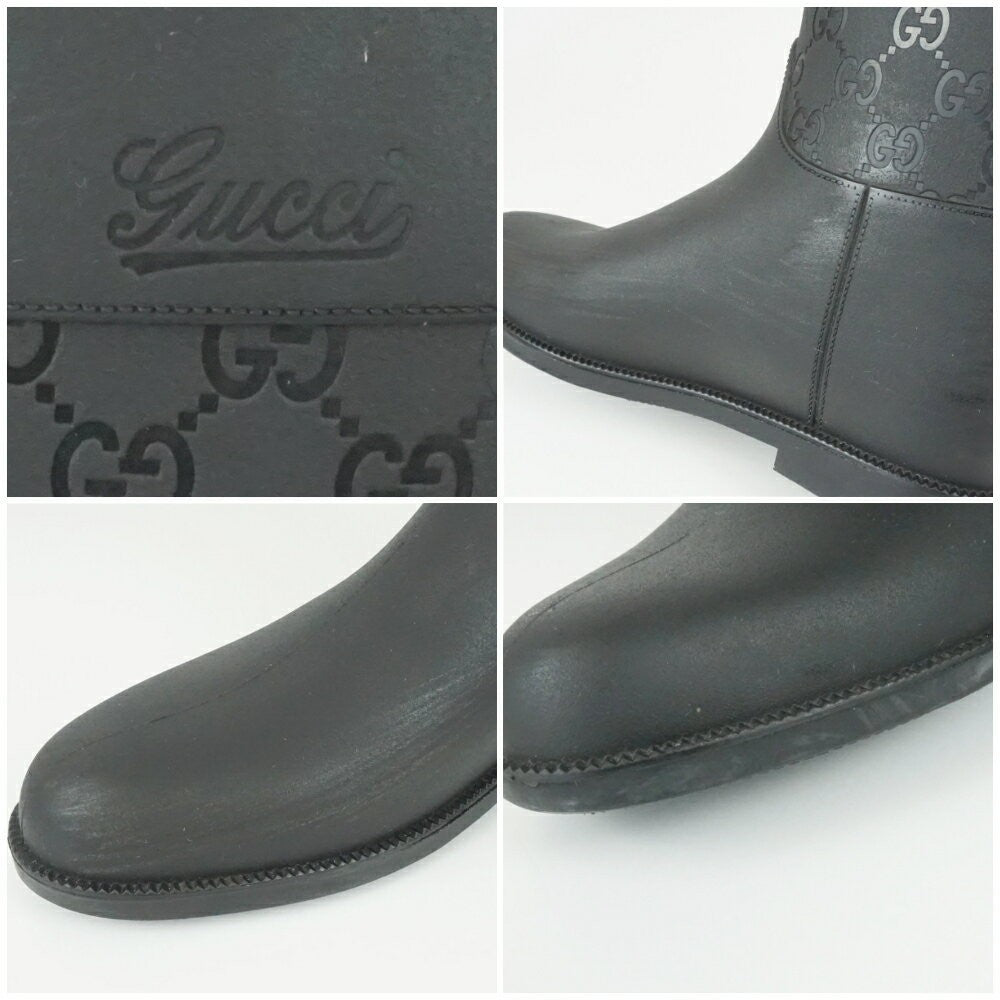 GUCCI Rain Boots Shoes GG EU 36 US 6 Black Authentic