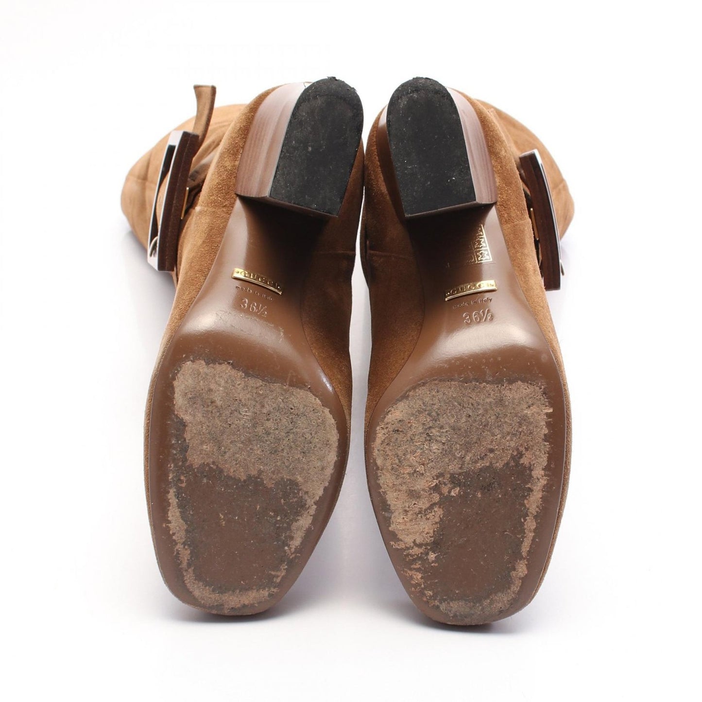 GUCCI Long Boots Shoes EU 36.5 US 6.5 Suede Brown Authentic
