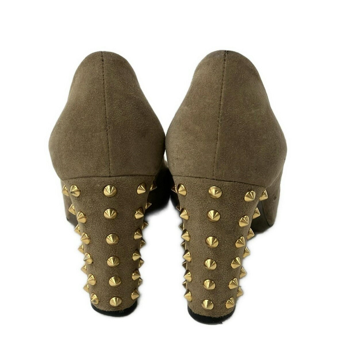 GUCCI Shoes Pumps Heel Studs EU 37 US 7 Gray Beige Authentic