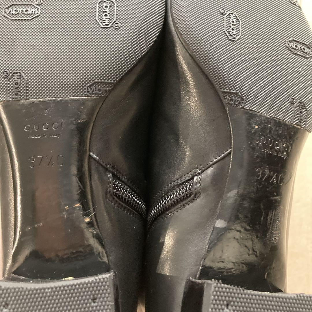 GUCCI Long Boots Shoes EU 37.5 US 7.5 Leather Black Authentic
