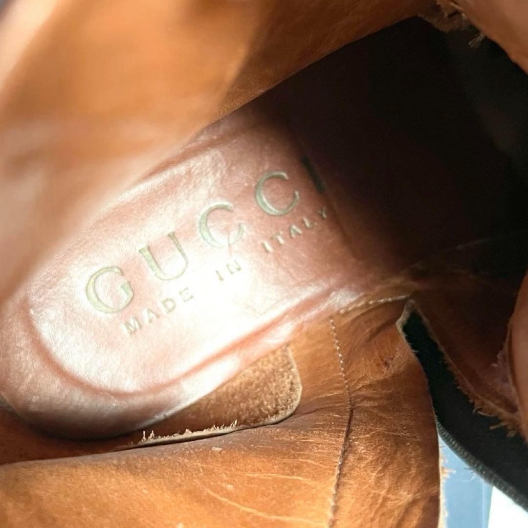 GUCCI Side zip Boots Shoes EU 37.5 US 7.5 Patent Leather Brown Authentic