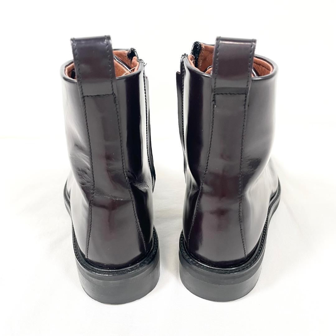 GUCCI Side zip Boots Shoes EU 37.5 US 7.5 Patent Leather Brown Authentic