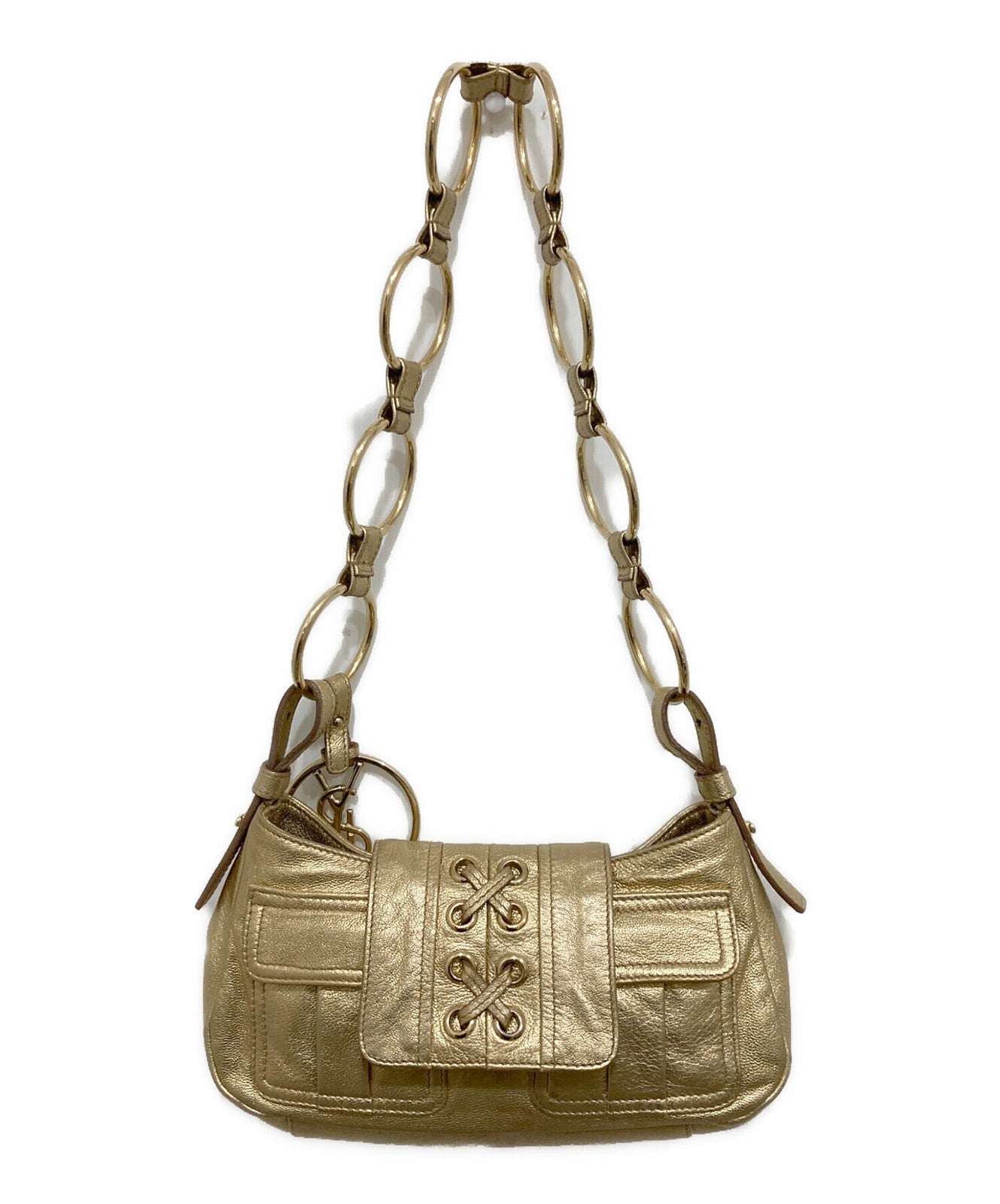 Saint Laurent Shoulder Bag Purse YSL Cassandra Gold Authentic