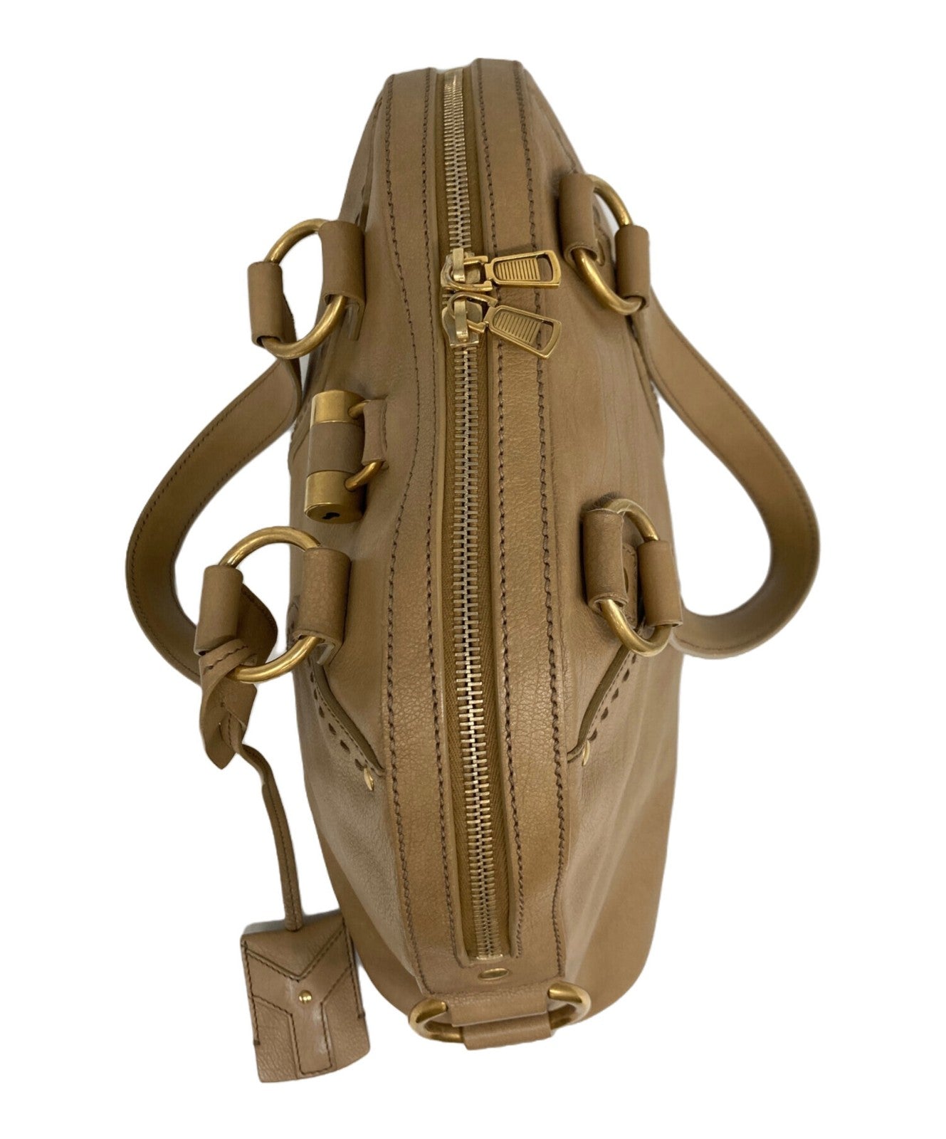 Saint Laurent Hand Bag Tote Purse Muse Beige Authentic