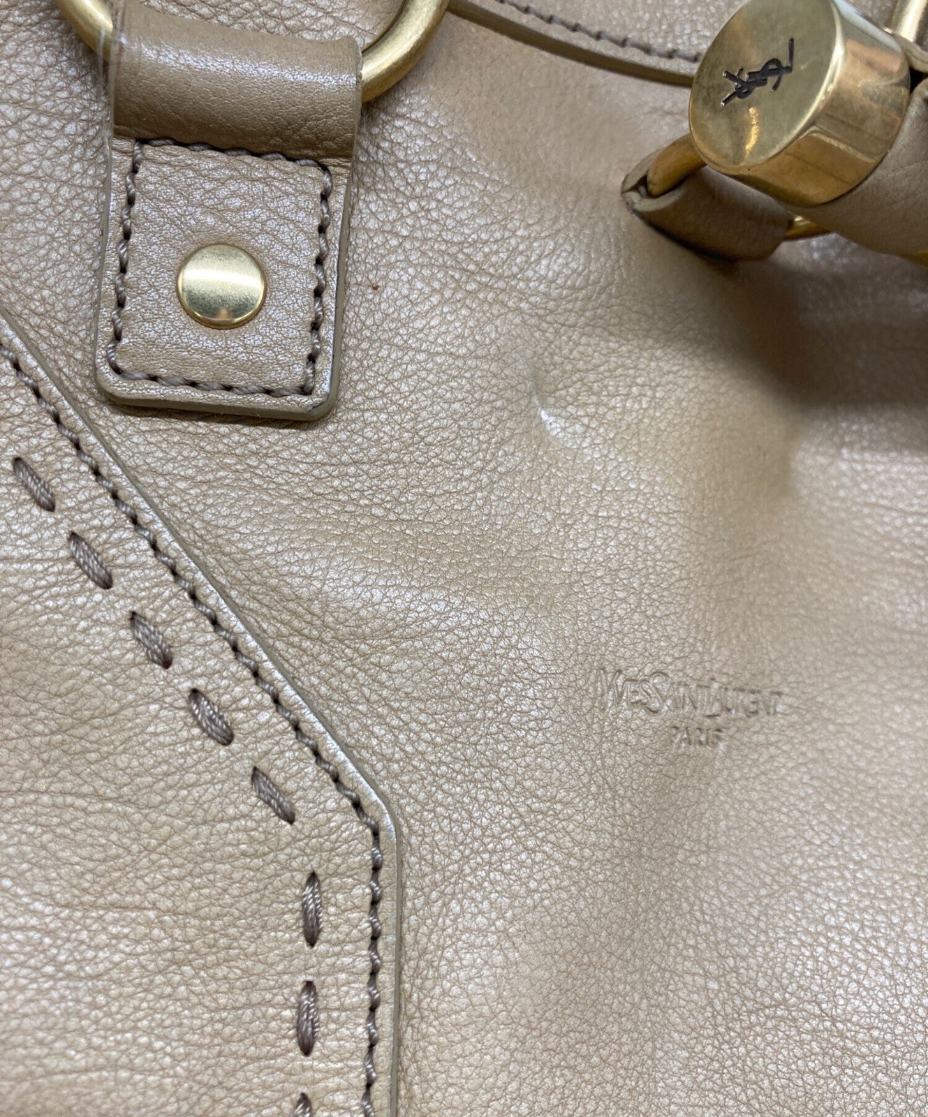 Saint Laurent Hand Bag Tote Purse Muse Beige Authentic