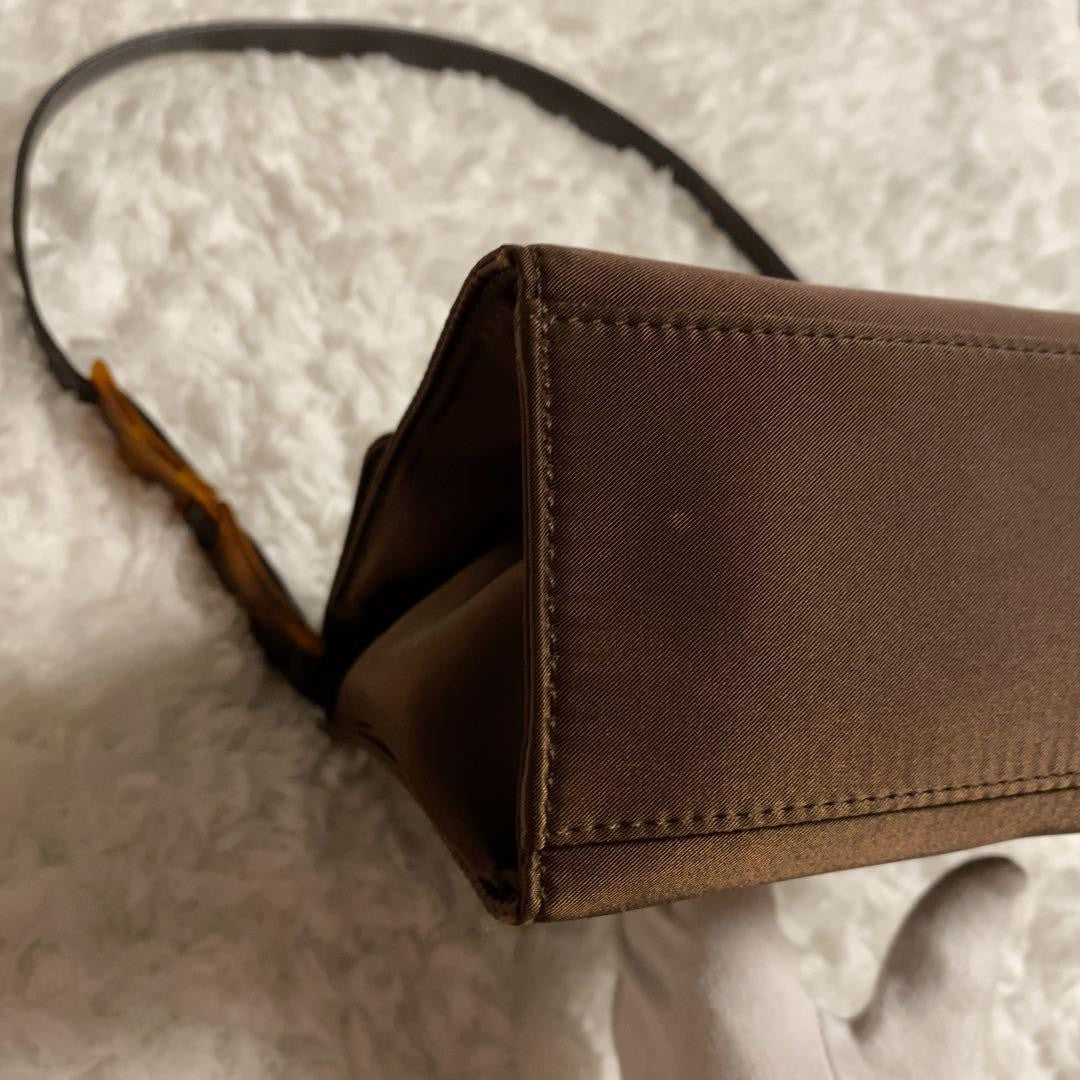 Saint Laurent Hand Shoulder Bag Tote Purse YSL Cassandra Nylon Leather Brown