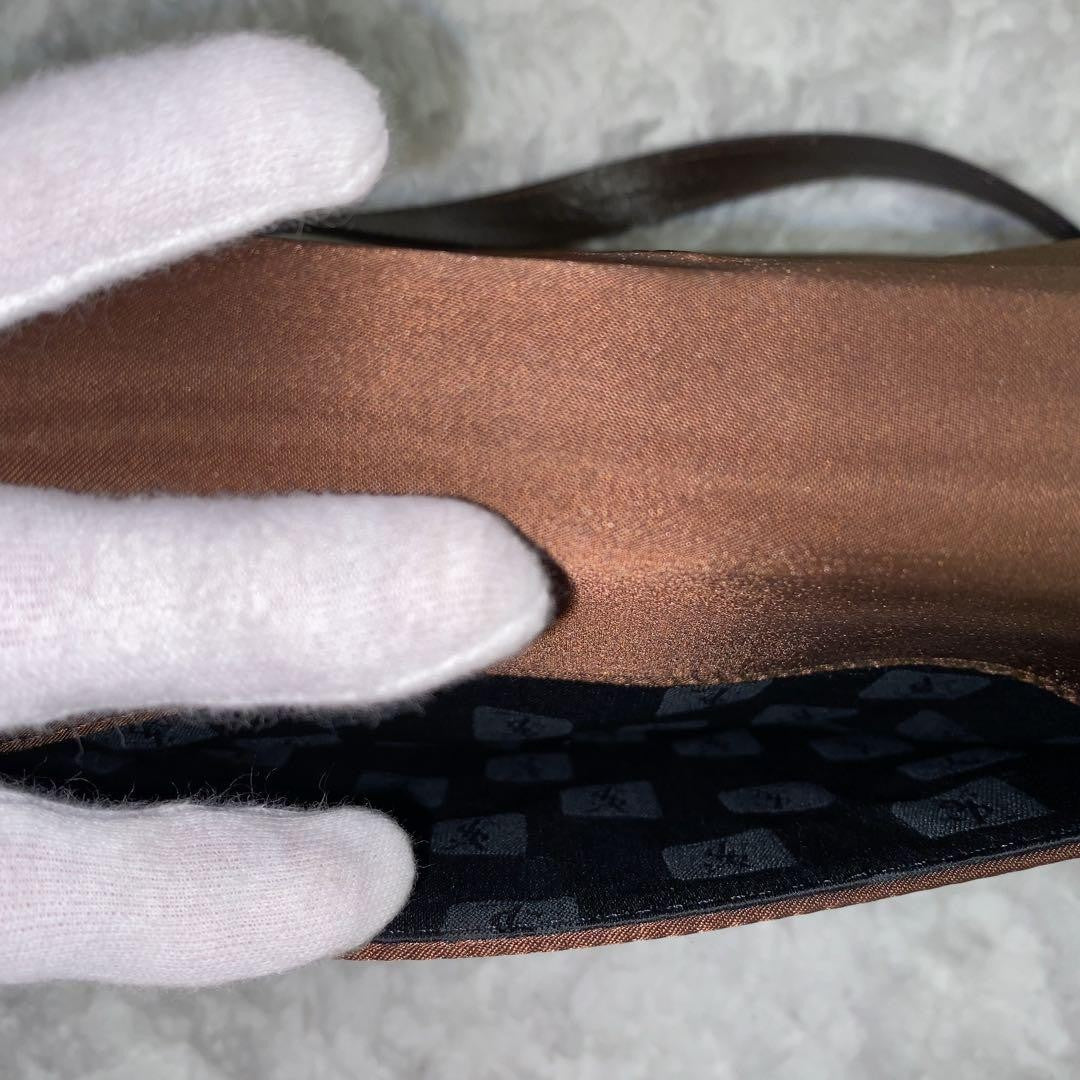 Saint Laurent Hand Shoulder Bag Tote Purse YSL Cassandra Nylon Leather Brown