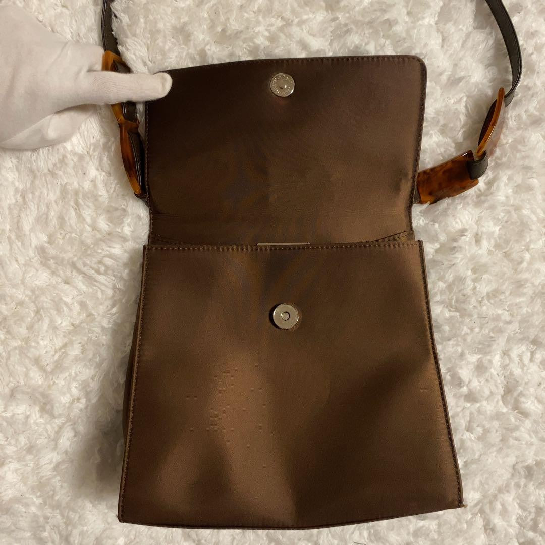 Saint Laurent Hand Shoulder Bag Tote Purse YSL Cassandra Nylon Leather Brown