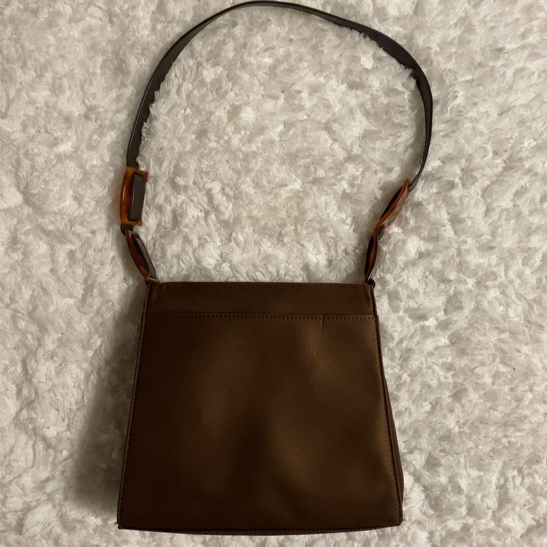 Saint Laurent Hand Shoulder Bag Tote Purse YSL Cassandra Nylon Leather Brown