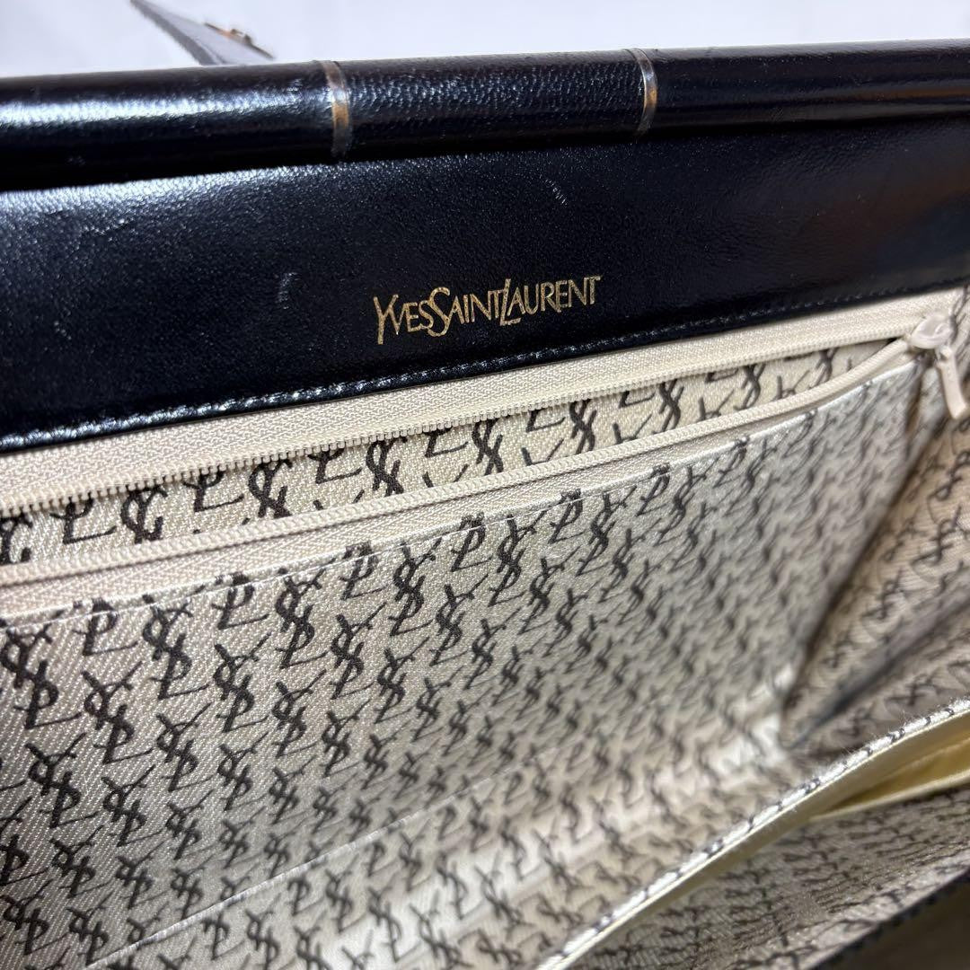Saint Laurent Clutch Bag Second Bag YSL Cassandra Leather Black Authentic