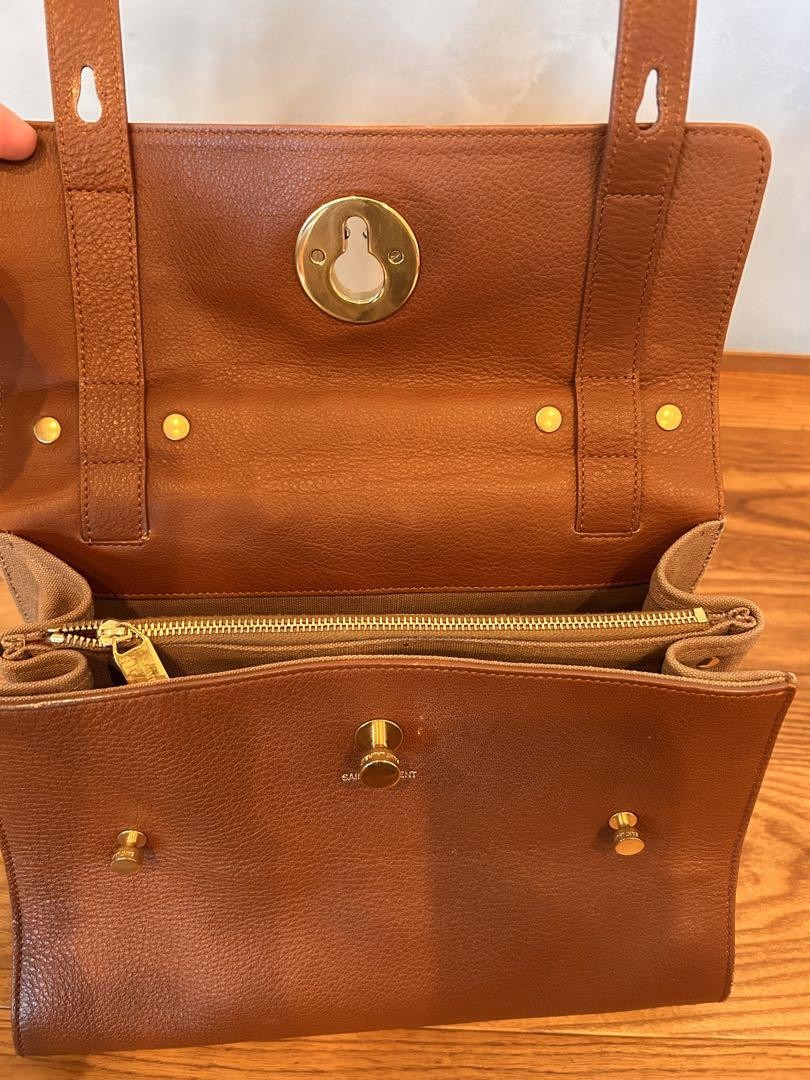 Saint Laurent Hand Shoulder Bag Tote Purse 2way Muse Toe Leather Brown Authentic