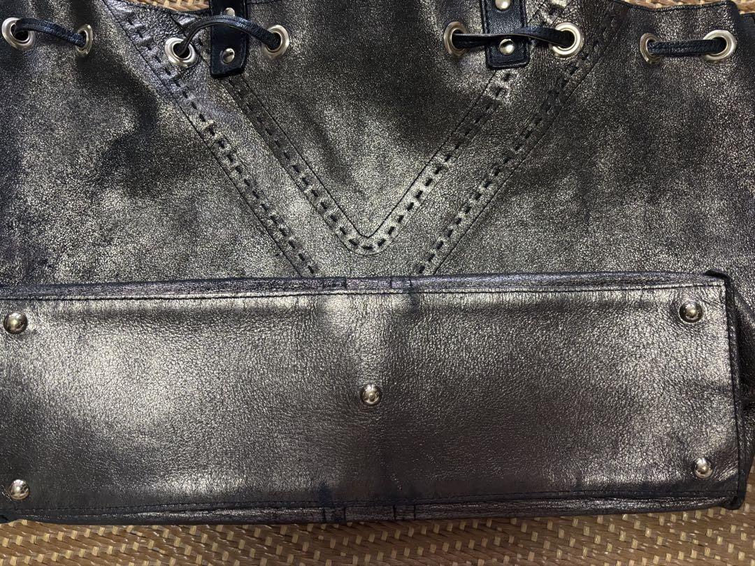 Saint Laurent Saint Laurent Hand Bag Tote Purse Y Line Leather Black Authentic