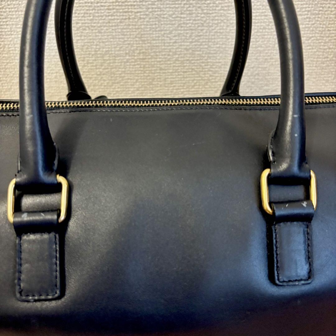 Saint Laurent Boston Shoulder Bag Purse Logo Navy Authentic