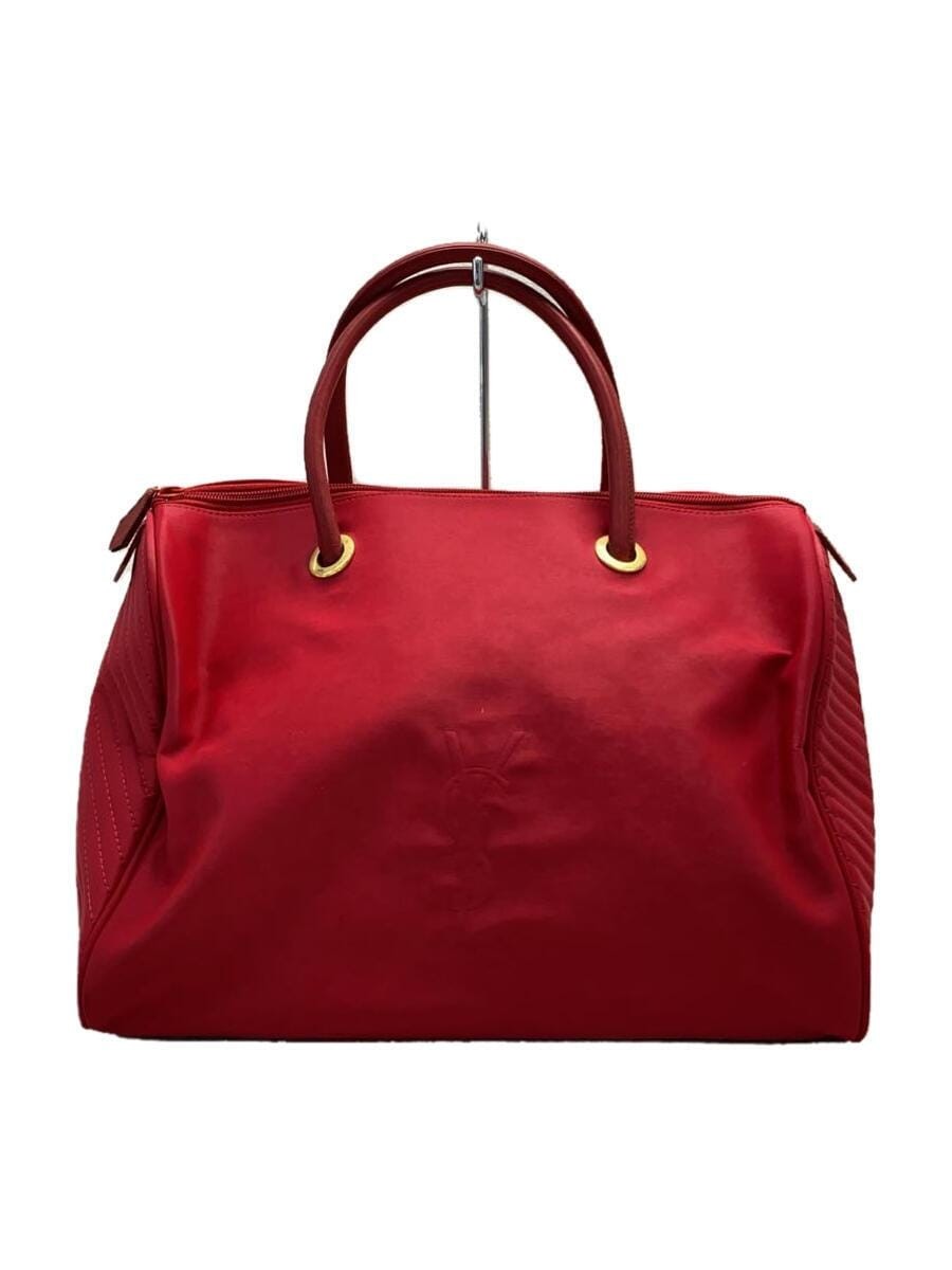 Saint Laurent Hand Bag Tote Purse Nylon Red Authentic