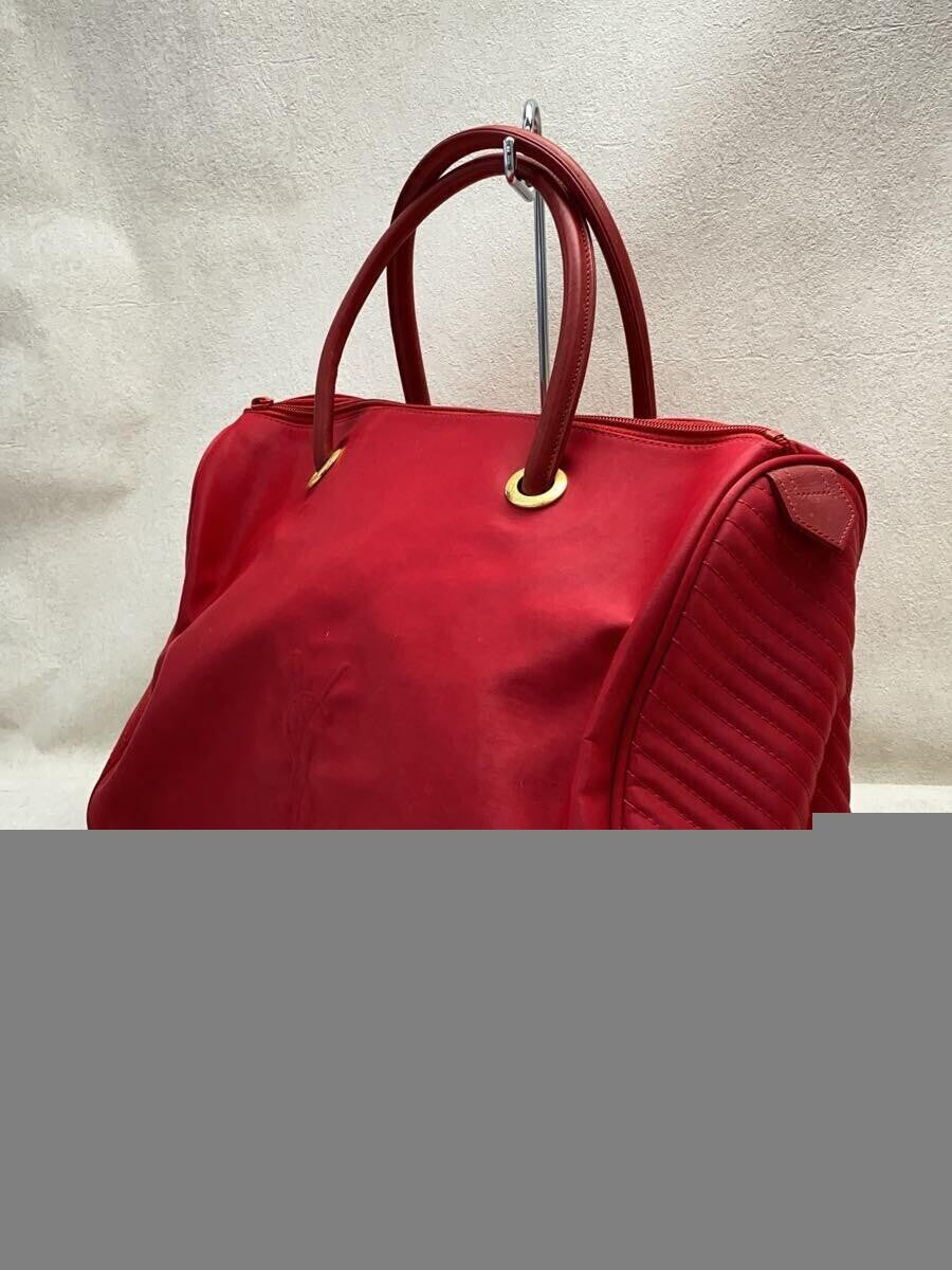 Saint Laurent Hand Bag Tote Purse Nylon Red Authentic