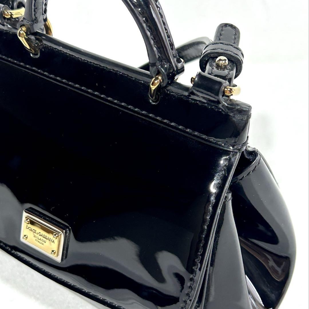 Dolce & Gabbana Shoulder Bag Purse 2way Patent Leather Black Authentic