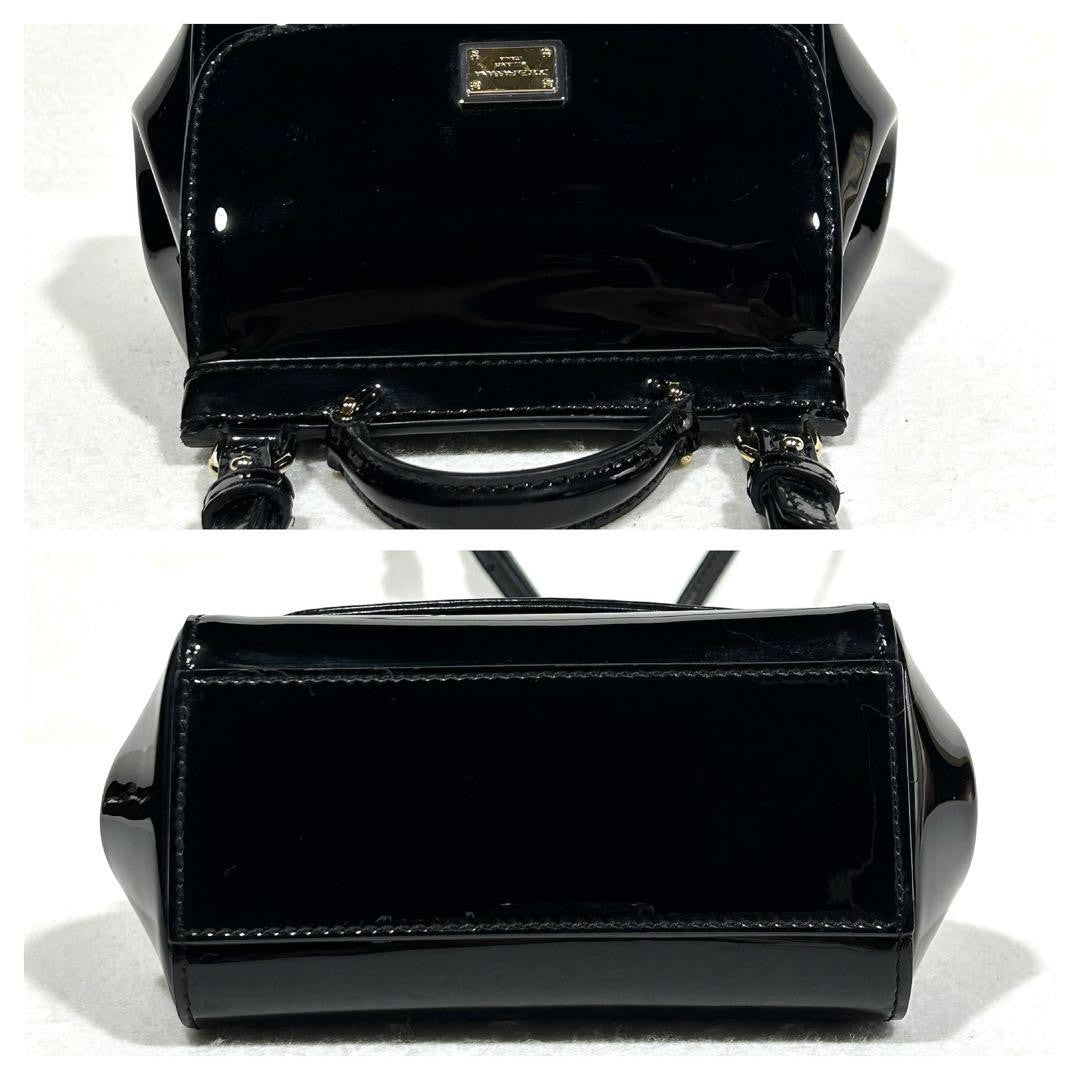Dolce & Gabbana Shoulder Bag Purse 2way Patent Leather Black Authentic