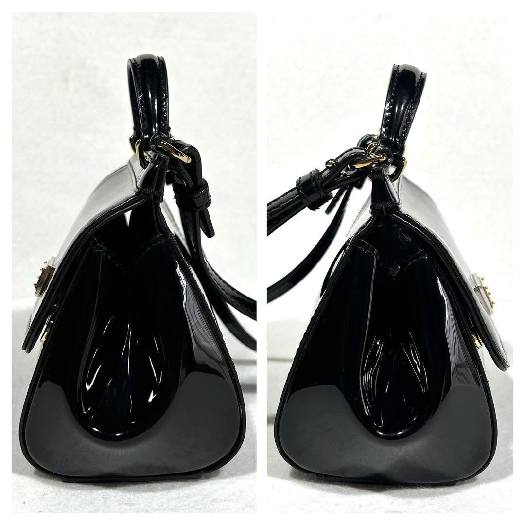 Dolce & Gabbana Shoulder Bag Purse 2way Patent Leather Black Authentic