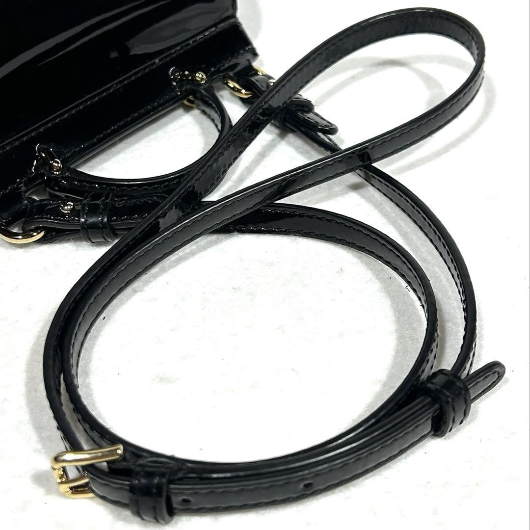 Dolce & Gabbana Shoulder Bag Purse 2way Patent Leather Black Authentic