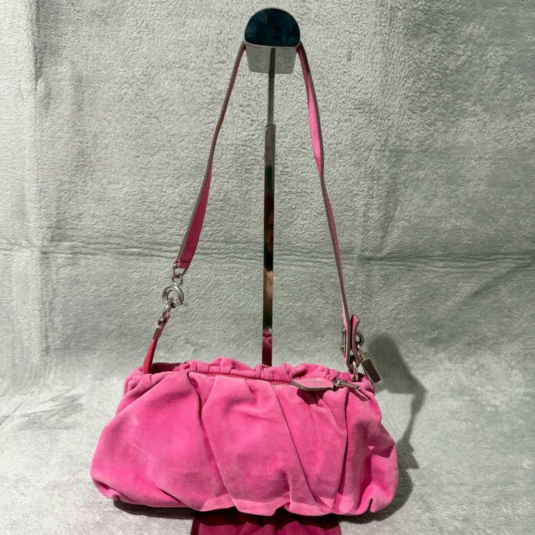 Dolce & Gabbana Shoulder Bag Purse Suede Pink Authentic