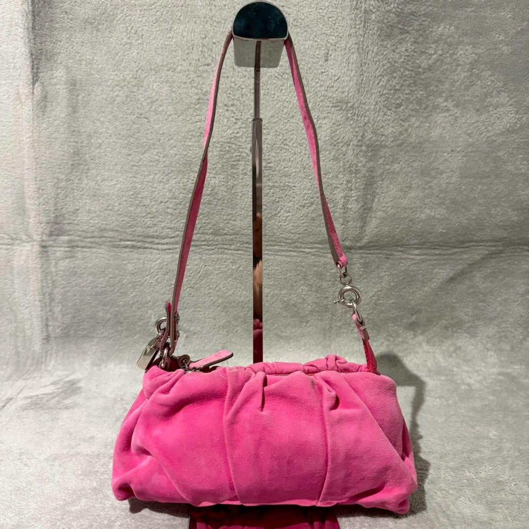 Dolce & Gabbana Shoulder Bag Purse Suede Pink Authentic
