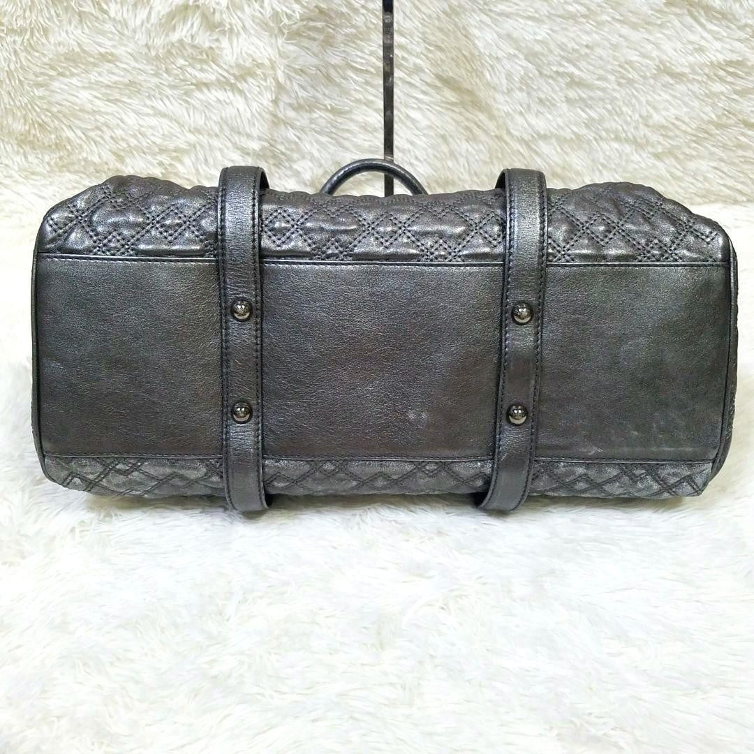 Dolce & Gabbana Boston Hand Bag Tote Purse 2way Leather Silver Authentic