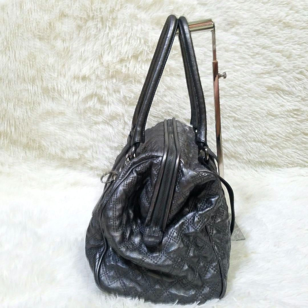Dolce & Gabbana Boston Hand Bag Tote Purse 2way Leather Silver Authentic