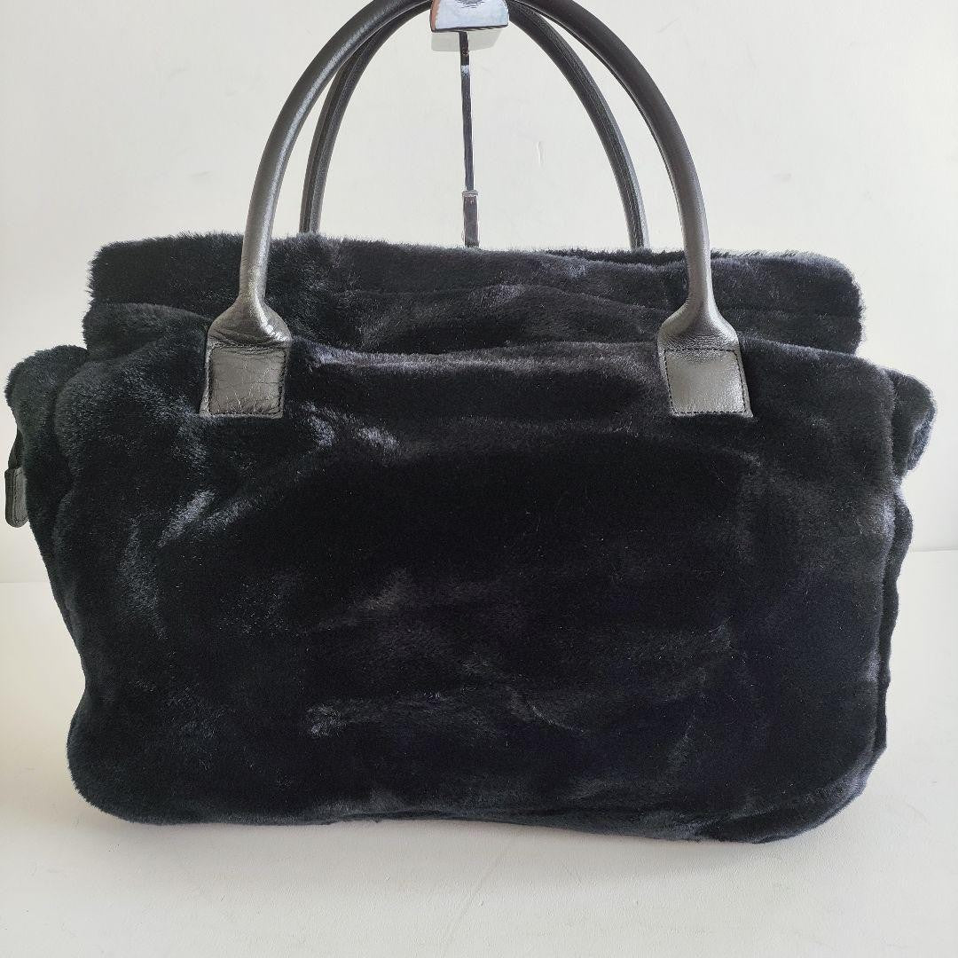 Dolce & Gabbana Hand Bag Tote Purse Logo Leather Black Authentic