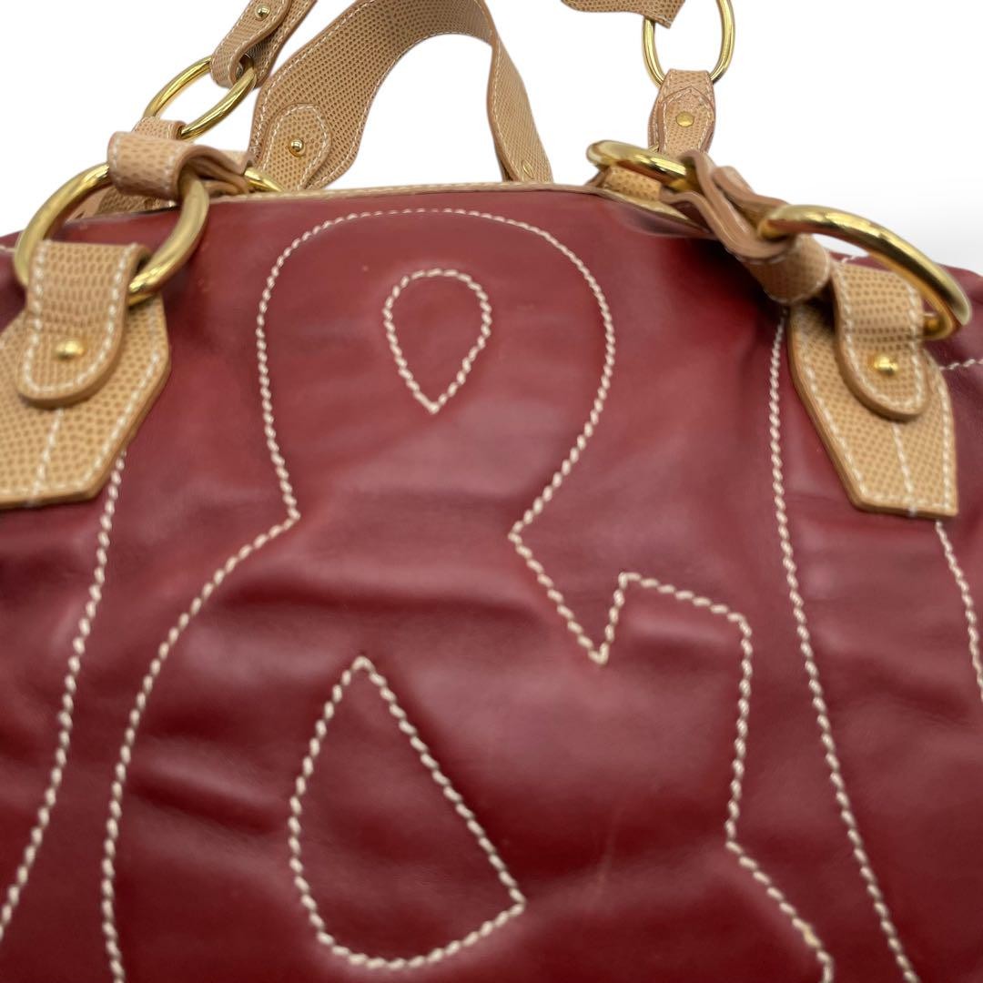 Dolce & Gabbana Shoulder Bag Purse Chain Logo Brown Burgundy Beige Authentic