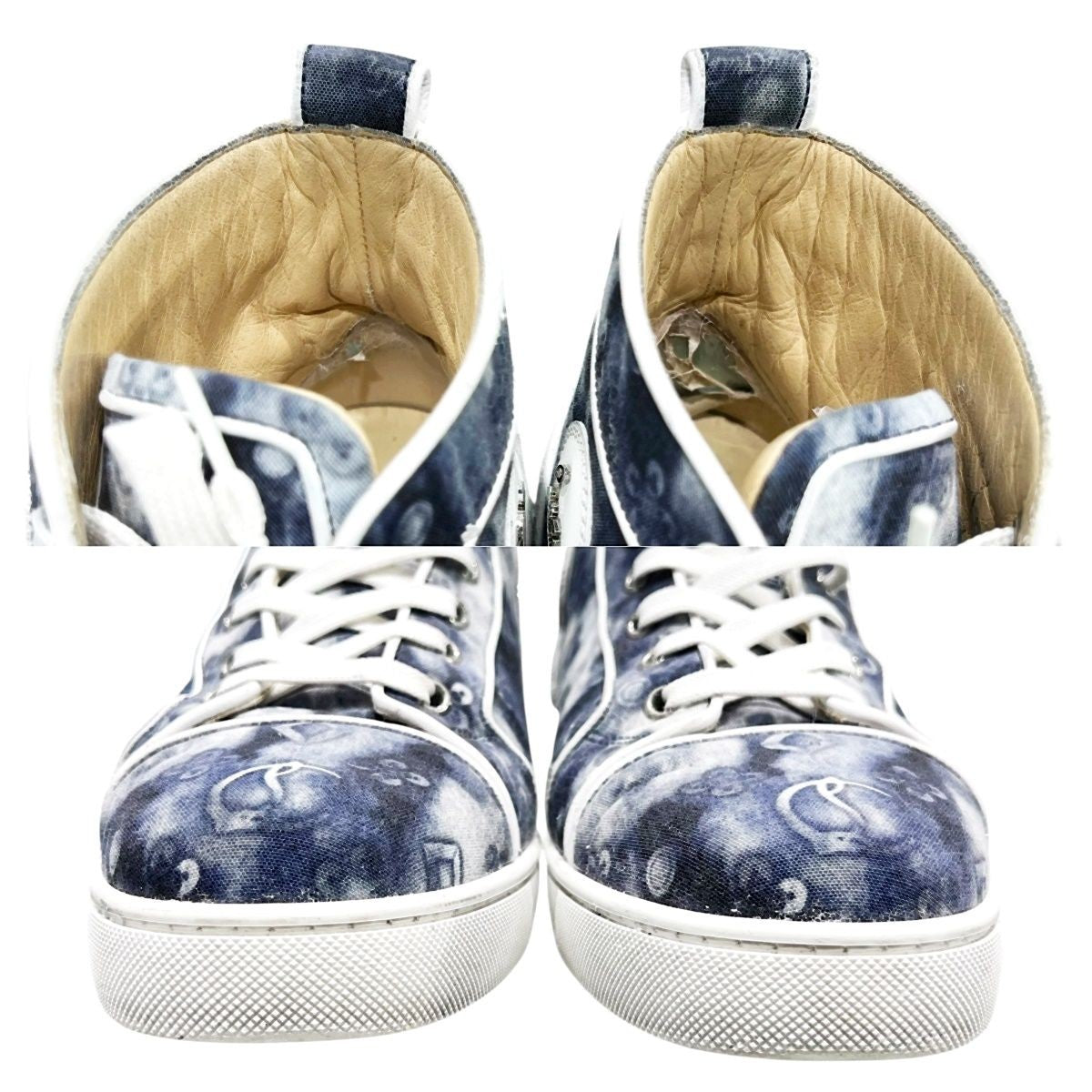 Christian Louboutin Sneakers Shoes High-cut EU 41.5 US 8.5 Blue Authentic