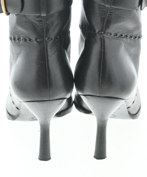 CHANEL Short Boots Shoes EU 36.5 US 6.5 Black Authentic