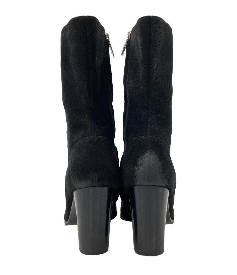 CHANEL Short Boots Shoes Side zip EU 39 US 9 Black Authentic