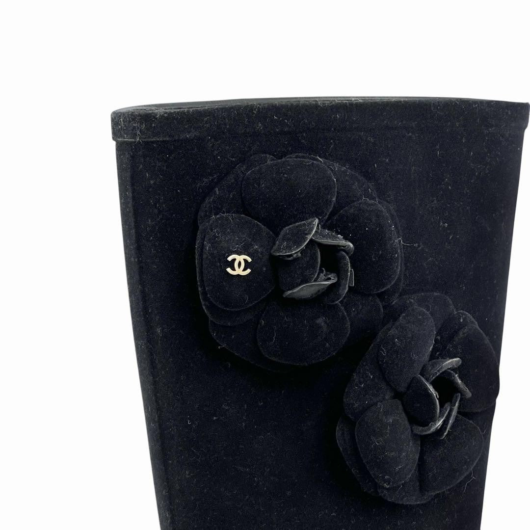 CHANEL Boots Shoes Cocomark EU 36 US 6 Suede Black Authentic