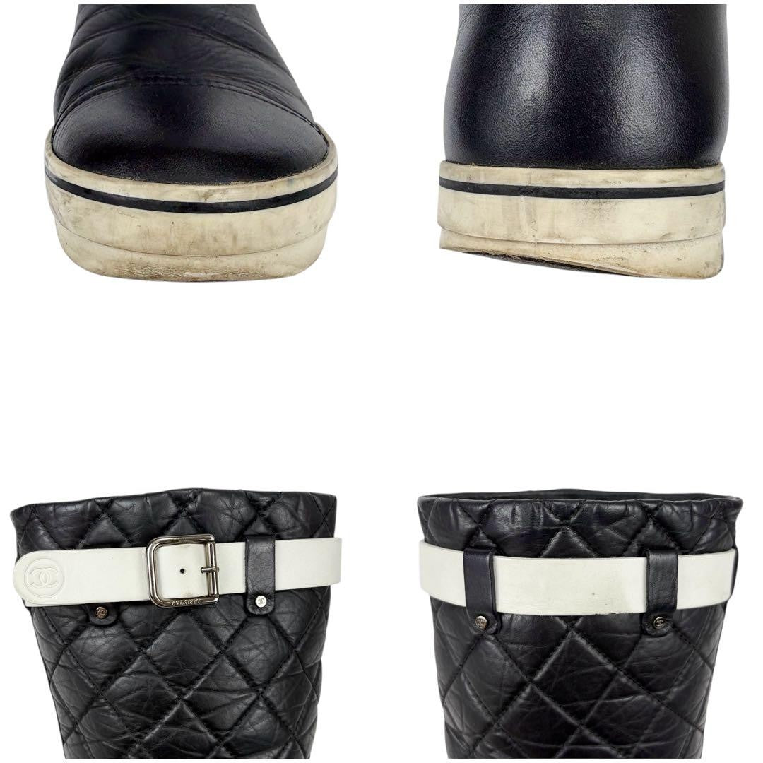 CHANEL Short Boots Shoes Cocomark EU 36 US 6 Leather Black Authentic