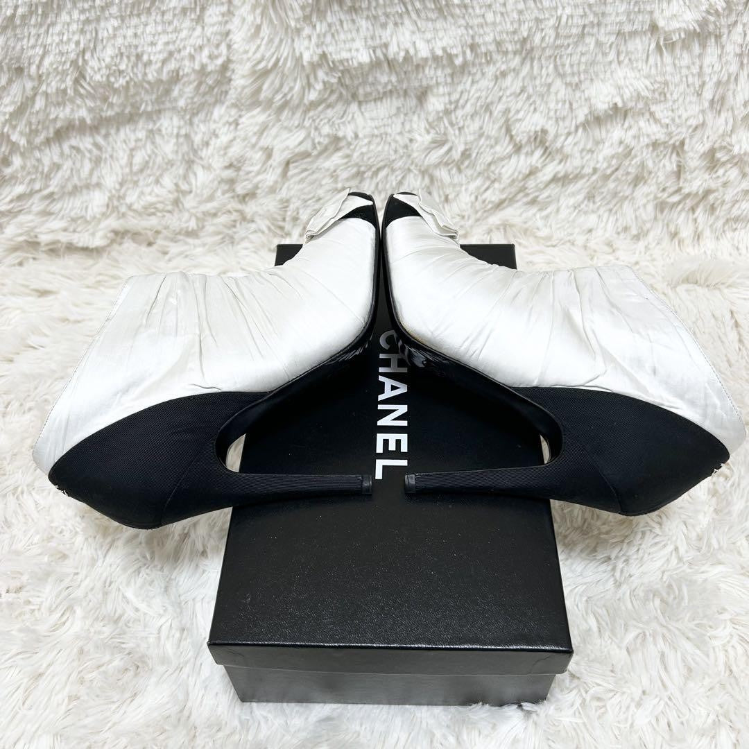 CHANEL Short Boots Shoes Cocomark EU 37 US 7 Black White Authentic