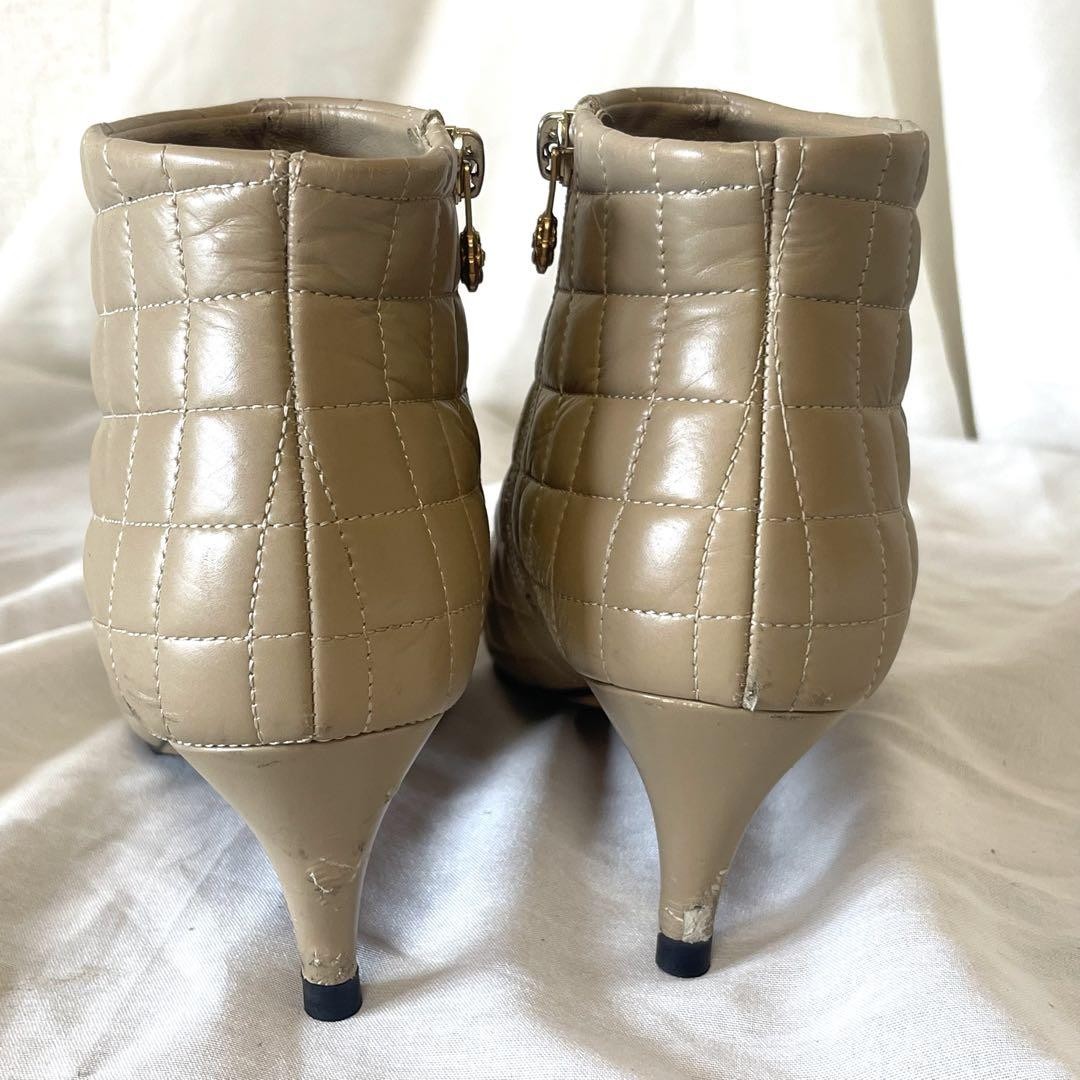 CHANEL Short Boots Shoes EU 38 US 8 Leather Beige Authentic