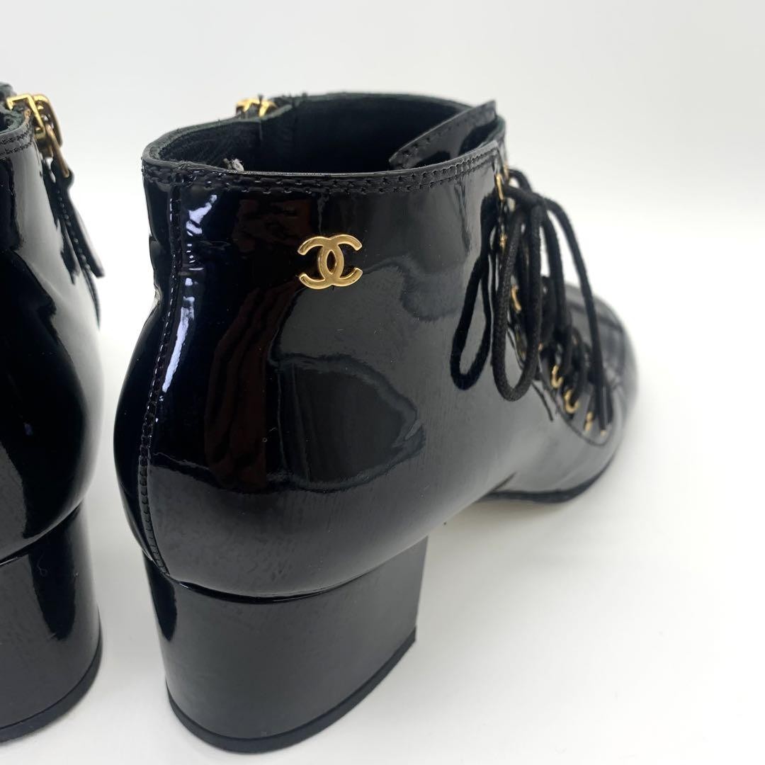 CHANEL Short Boots Shoes Cocomark EU 37 US 7 Black Authentic