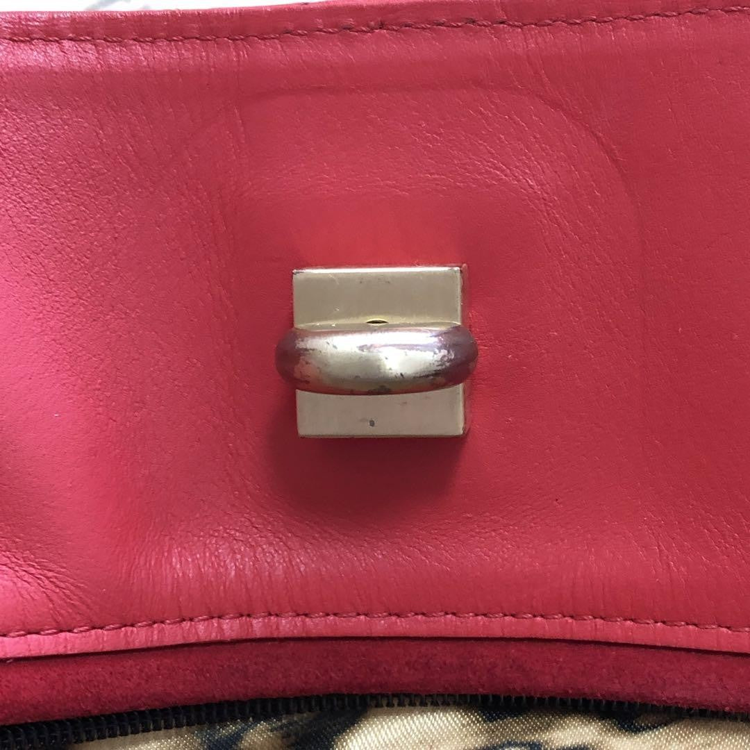 Longchamp Hand Bag Tote Purse Leather Red Authentic