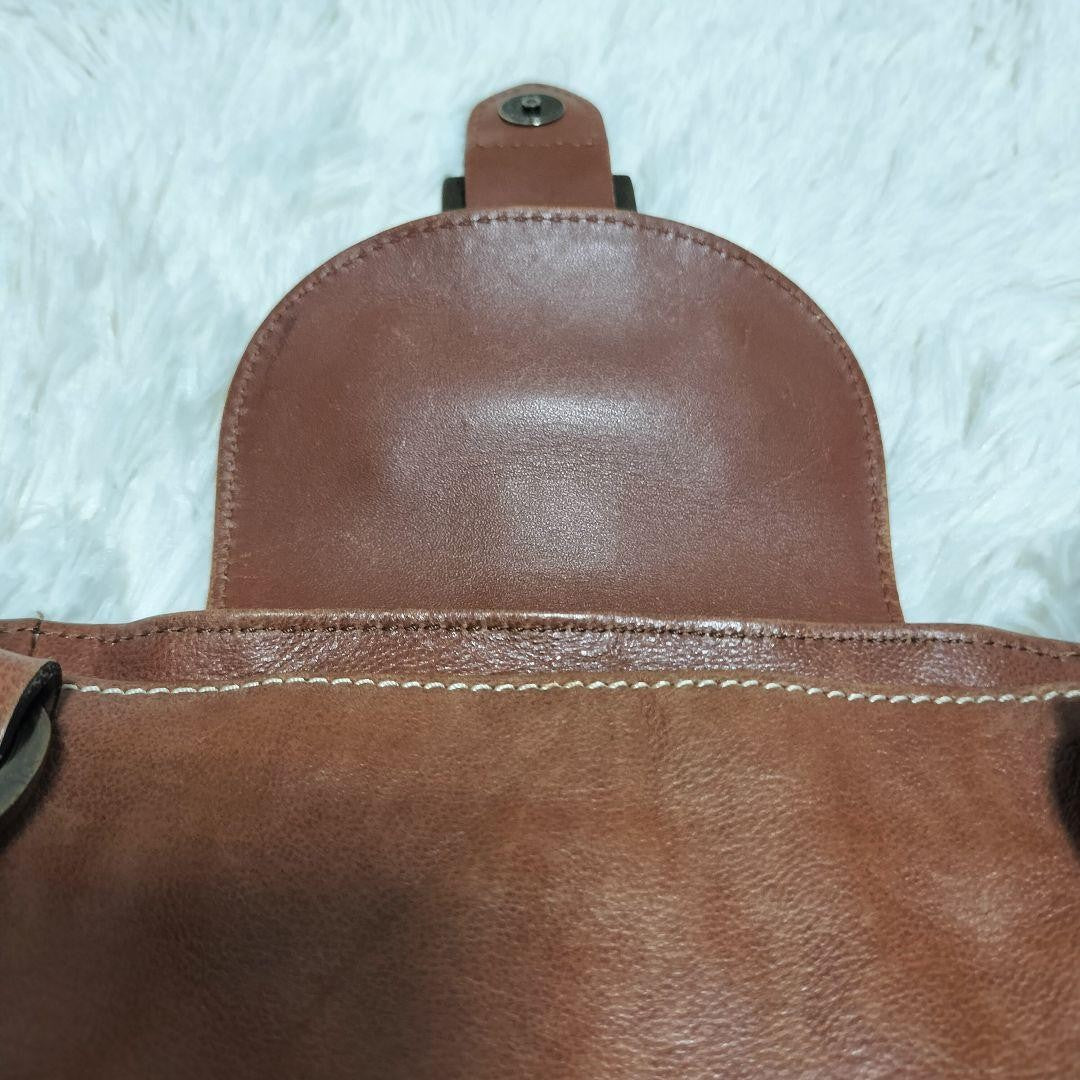 Longchamp Hand Shoulder Bag Tote Purse Leather Brown Authentic