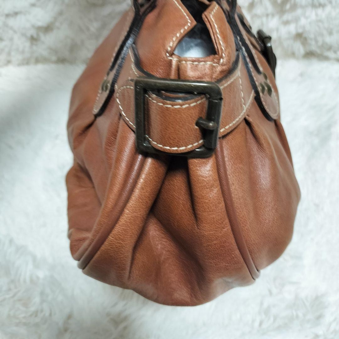 Longchamp Hand Shoulder Bag Tote Purse Leather Brown Authentic