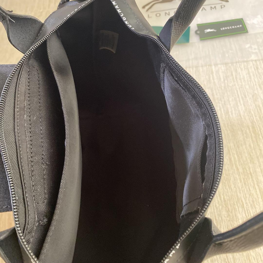 Longchamp Hand Bag Tote Purse Le Pliage Nylon Leather Black Authentic