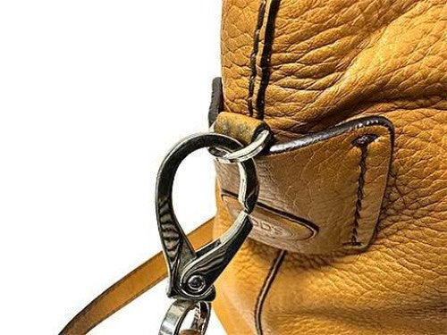 TOD'S Hand Shoulder Bag Tote Purse 2way Leather Camel Brown Authentic