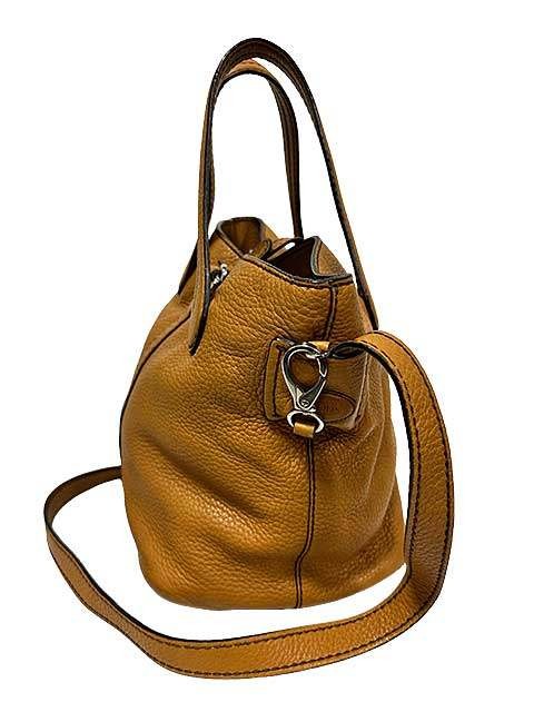 TOD'S Hand Shoulder Bag Tote Purse 2way Leather Camel Brown Authentic