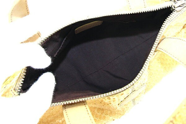 TOD'S Hand Bag Tote Purse Leather Yellow Beige Authentic