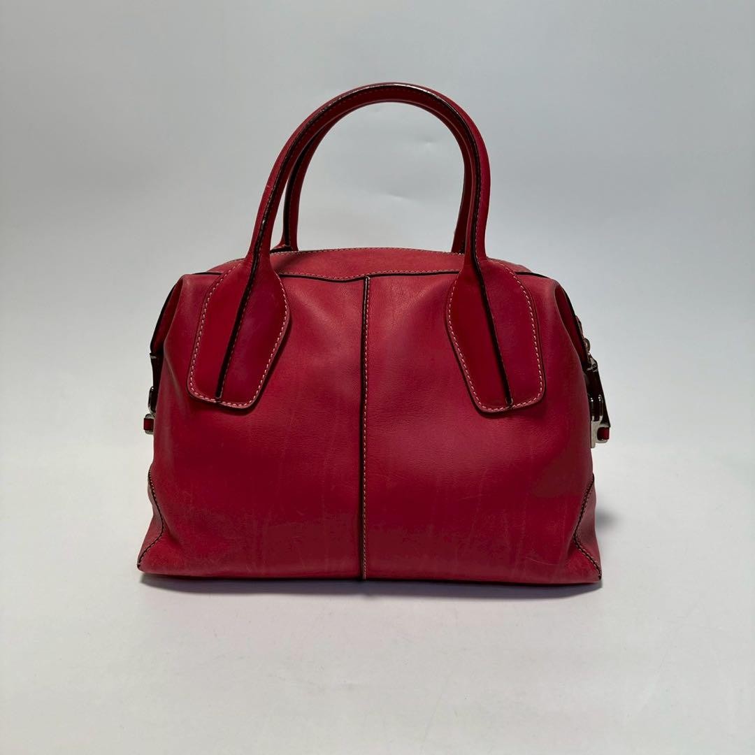 TOD'S Hand Shoulder Bag Tote Purse 2way D-Styling Leather Red Authentic
