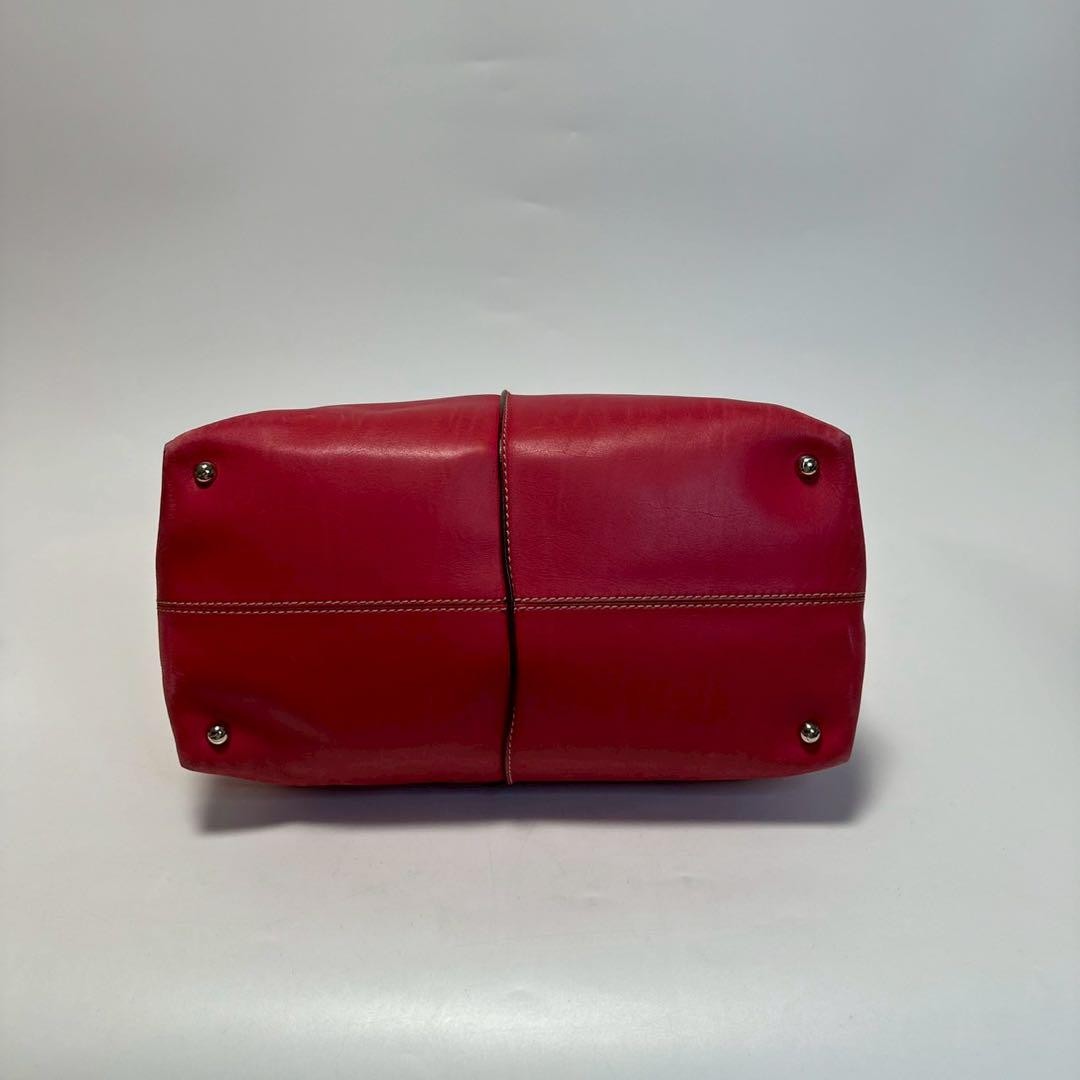 TOD'S Hand Shoulder Bag Tote Purse 2way D-Styling Leather Red Authentic