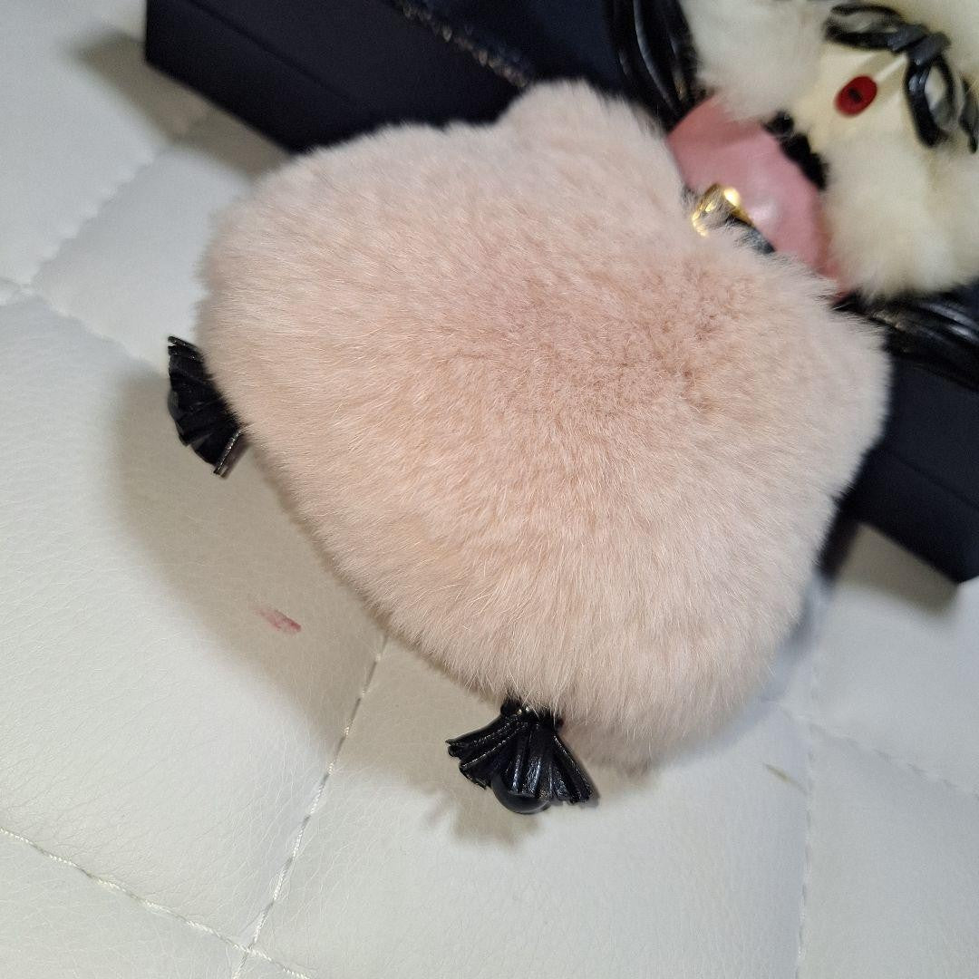 PRADA Key Ring Keychain Bag Charm Fur Multicolor Authentic