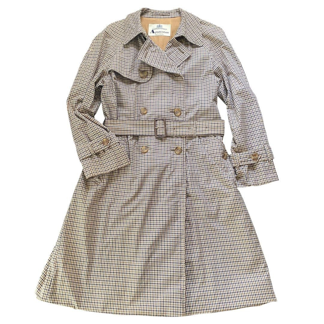Aquascutum Trench Coat House Check FREE SIZE Authentic
