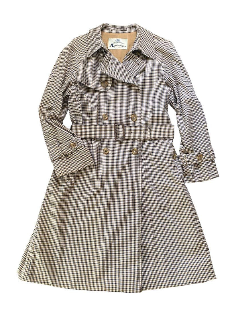 Aquascutum Trench Coat House Check FREE SIZE Authentic